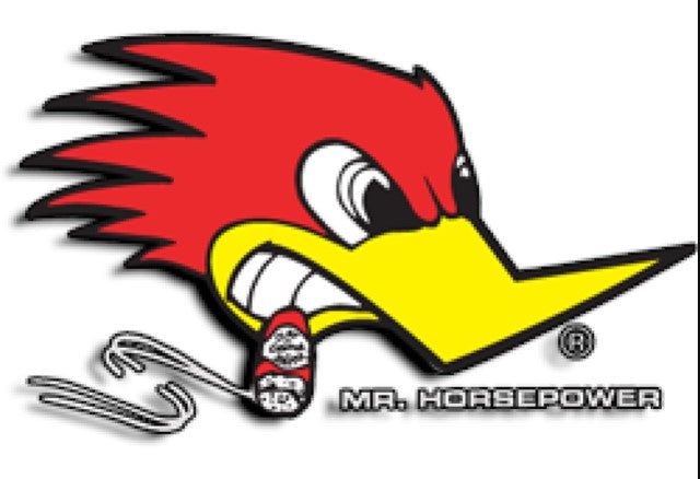 Die-cut decals of classic Mr. Horsepower logo. Medium size decal features "Clay Smith Cams" above logo.