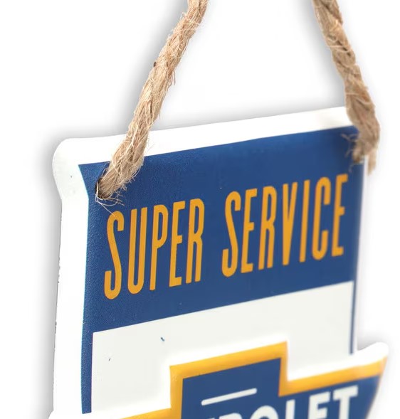 Chevrolet Super Service Shield Hanging Metal Sign