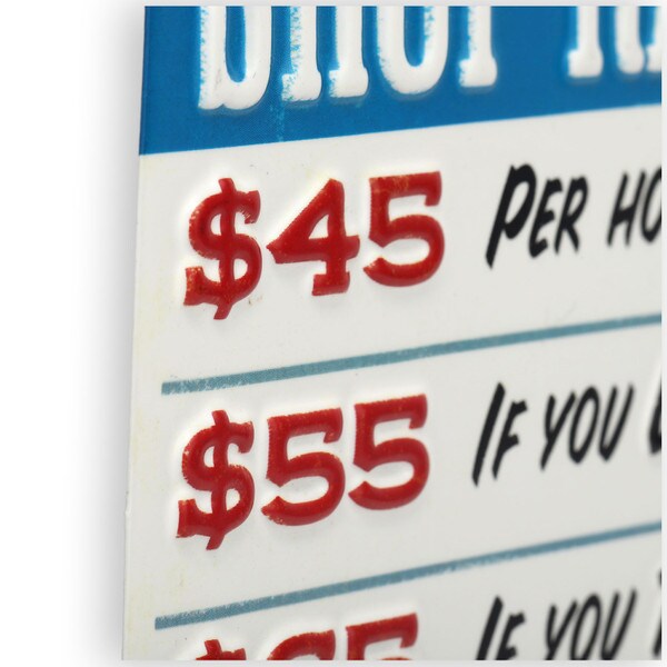 Auto Mechanic Shop Rates Metal Sign