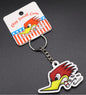 Mr. Horsepower logo keychain features molded rubber logo head attached to a short chain and key ring.