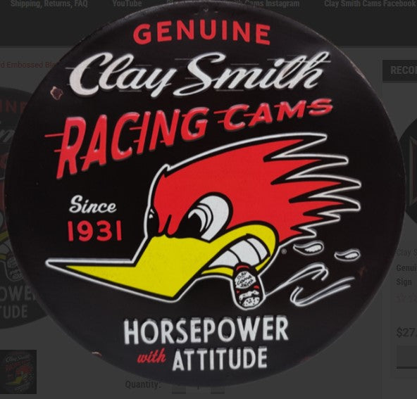 12-inch embossed metal sign features the classic Clay Smith Mr. Horsepower logo and slogan Horsepower with attitude - Since 1931. 