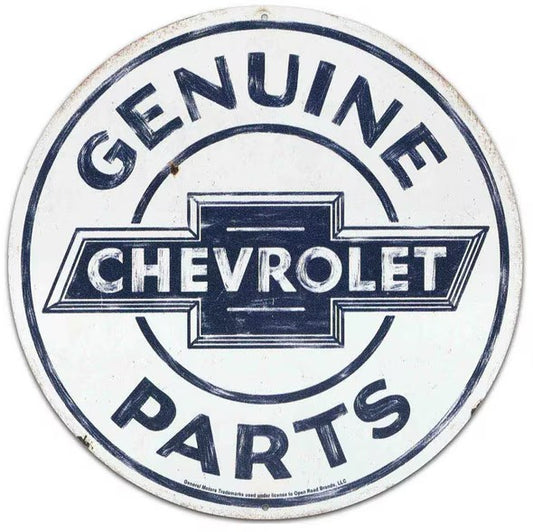 Chevrolet Genuine Parts Round Metal Sign