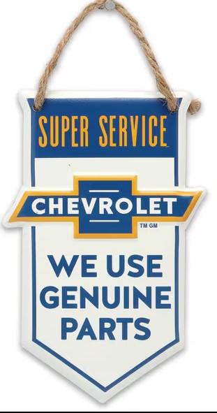 Chevrolet Super Service Shield Hanging Metal Sign