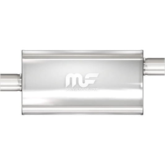 Stainless Muffler 3in Center In / Offset Out